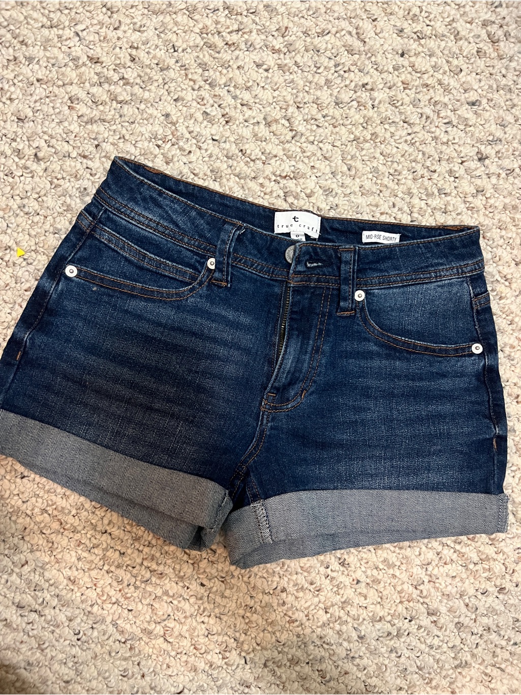 True Craft Mid Rise Shorty Cuffed Denim Shorts Women's